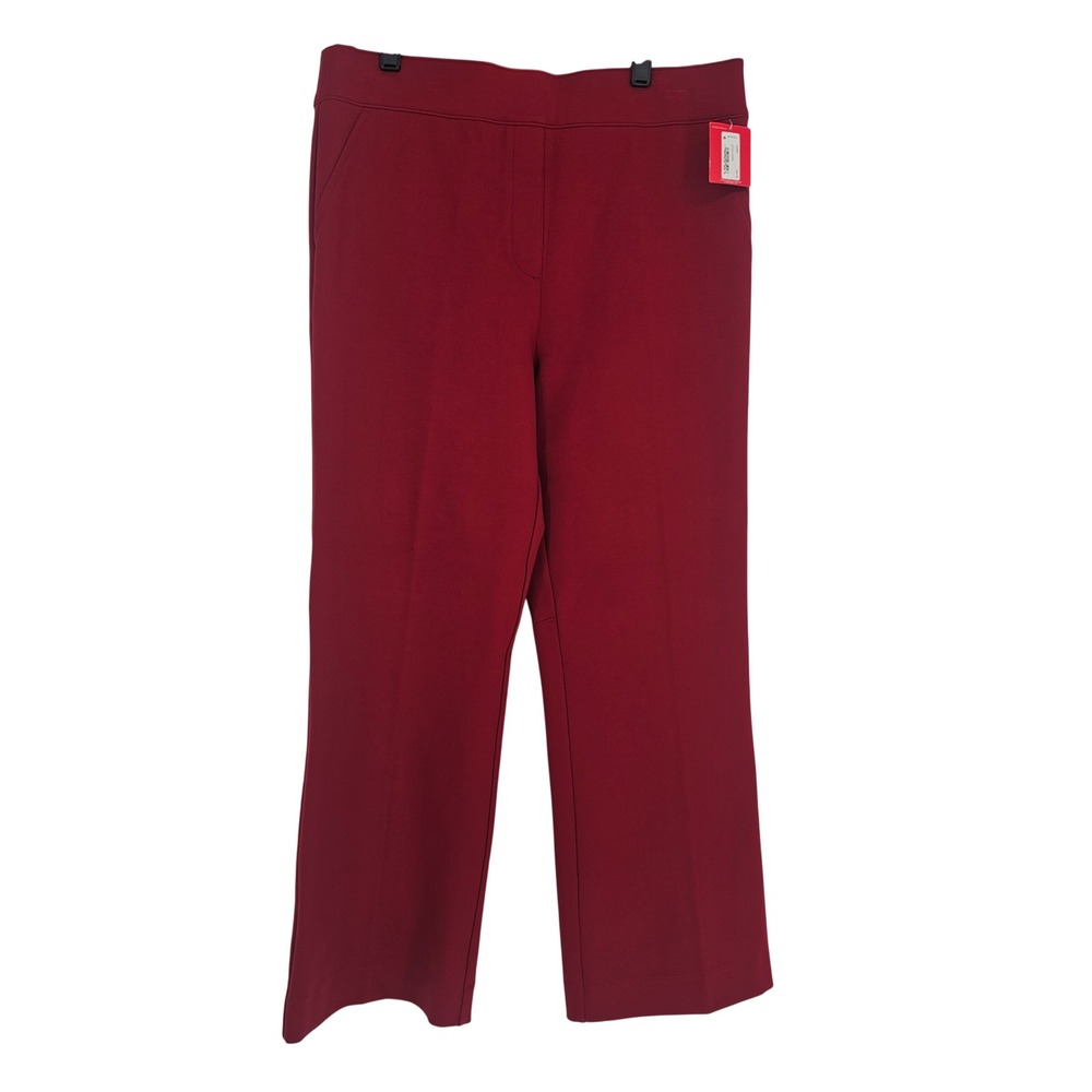 Spanx Perfect Pant Kick Flare XL Deep Red Ponte Pull On Shaping Office Casual